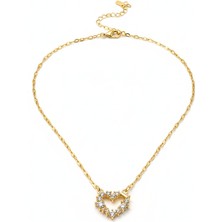 Stainless Stell Altın Renk Zincir Detaylı Midi Kolye