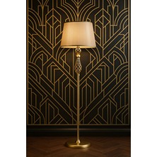 Epifanio Şelale Eskitme Mat Gold Vizon Şapkalı Metal Lambader – Dekoratif Ev Salon Aydınlatması