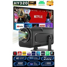 Kazemtech HY320 Mini Taşınabilir Projeksiyon Cihazı Ultra Hd Android Sistemli Ev Projektörü Wifi / Bt / HDMI