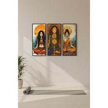 Four Arts Yoga Tablosu 3’lü Set | 60x25 cm Dikey MDF Meditasyon & Yoga Tema