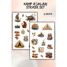 Birikiyedi 2 Sayfa Kamp Temalı Sticker Set Bullet Journal/ajanda/defter/laptop
