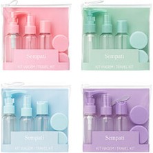 Safestore 6 Parça Seyahat Şişe Seti Krem Şampuan Şişesi Çok Renkli Plastik Çantalı Tasarım