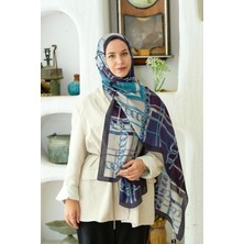 Koyu Lacivert Loryan Scarf Diamond Ekose Zincir Şal