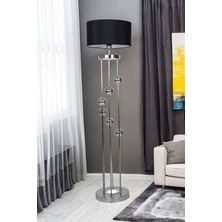 Epifanio Clichy Krom Kaplama Spot Işıklı Metal Lambader - Siyah