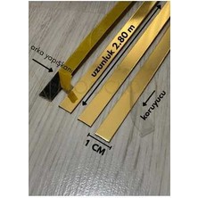 Demdekor Dekoratif Yapışkanlı Aynalı Pleksi (10MM) (Gold) Şerit Mobilya Dolap Süsü (2.80 Cmx1 Cm)