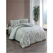 Kristal Çift Kişilik Uyku Seti %100 Pamuk Bahar Adaçayı 195 x 215 cm Çiçek Desenli Yeşil