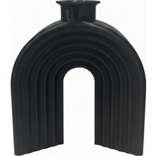 Crealis Modern Arş Tasarımlı Dekoratif Vazo - 3D Yazıcı Üretimi - Mat Siyah (18X15 Cm)