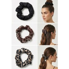 Tarzını Seç Kadın Leopar Dijital Baskılı Simit Toka 3’lü Set – 10 cm Çap