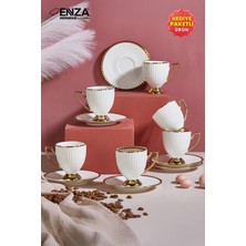 Şık 6’lı Porselen Kahve Fincanı Takımı, 90ML, Zarif ve Modern Tasarım