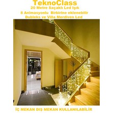 TeknoClass 20 Metre Saçaklı LED Işık 8 Animasyonlu Eklenebilir Dubleks ve Villa Merdiven LED Aydınlatma