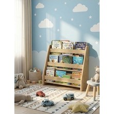 Çocuk Odası Modern Kitaplığı MDF Malzemeden Kahverengi 60x27x60 cm 3 Raflı Tasarım