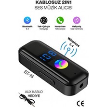 Concord 2ın1 Aux Bluetooth 5.4 Kablosuz Araç Kiti Recevier Aux Kablo Ekranlı Ses Kontrol Tak Çalıştır