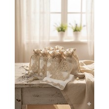 12'li Dantelli Keseli Söz Nişan Düğün Araba Havlusu Hediyelik Havlu El Havlusu Mutfak Havlu 30X50 cm