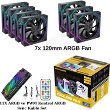 Next Gaming NG-O120B 7 Adet 120MM Argb Fan 11X Argb Pwm Slot Kontrolcü ve Kumanda Siyah