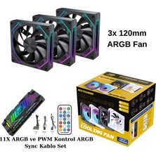 Next Gaming NG-O120B 3 Adet 120MM Argb Fan 11X Argb Pwm Slot Kontrolcü ve Kumanda Siyah