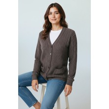 Ece Giyim Kadın Önü Düğmeli Cepli Mevsimlik Merserize Hırka