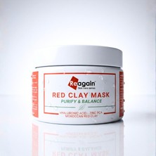 Reagain Fas Kırmızı Kil Maskesi - Gözenek Arındırıcı, Sebun Dengeleyici Yüz Maskesi - Yağlı ve Karma Ciltler