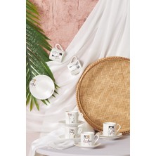 Kedi Desenli 6'lı Kahve Fincanı Takımı, 80 Ml, Şık ve Kullanışlı Set