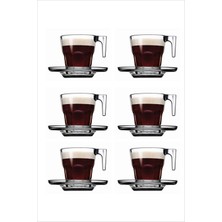 6'lı Casablanca Küçük Cam Espresso Fincan Seti, 12 Parça Ekspresso Bardakları