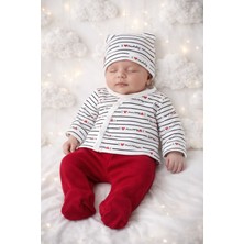 Aki Moda Kids Akı Moda Kıds Yenidoğan I Love Mommy & Daddy 3’lü Bebek Takımı Hastane Çıkışı Set– Kırmızı