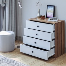 Linea 4 Çekmeceli Şifonyer Ahşap Beyaz Renk -