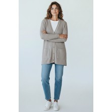 Ece Giyim Kadın Önü Düğmeli Cepli Mevsimlik Merserize Hırka