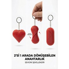 Festilo Kırmızı Kalp Anahtarlık Çevir Değişsin Sevgili Hediye Çift Anahtarlık Aksesuar