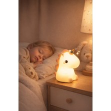 Biton Toptan Biton RGB LED Unicorn Gece Lambası Yumuşak Silikon Çok Renkli Alüminyum Malzeme ile Şarj Edilebilir