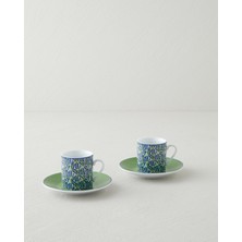 Yeşil Porselen 4 Parça Kahve Fincan Takımı, 80 Ml, 2 Kişilik