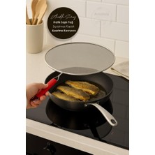 abnturk 27 cm Pratik Saplı Yağ Sıçratmaz Kapak Kızartma Koruyucu Yağ Sıçratmaz Mutfak Filesi