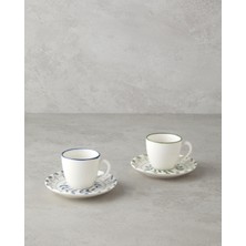 Mavi-Yeşil 4 Parça Porselen Kahve Fincan Takımı, 2 Kişilik, 90 ml