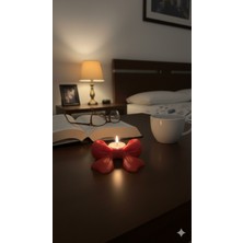 Crealis Estetik Kırmızı Fiyonk Tealight Mumluk - 3D Yazıcı Özel Tasarım