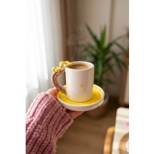 El Yapımı Çiçek Desenli 2 Kişilik Kahve Fincanı Takımı