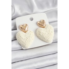 Belle Fusion Mey Ithalat® Krem Kalp Figürlü Hasır Örgü Model Gold Renk Kadın Küpe