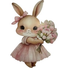 Butik Center 50 Adet Dekoratif Figürlü Kart Seti - Kelebek, Gül Taşıyan Kız ve Tavşan Temalı Kartlar