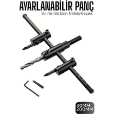 Belle Fusion Mey Ithalat® Profesyonel Ayarlı Daire Kesici Panç Seti (40-200MM) - Tungsten Çelik Uçlu Hassas Delme Seti