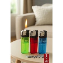 Belle Fusion Mey Ithalat® 3’lü Manyetolu Çakmak Seti – Renkli Şeffaf Gövde | Güvenli ve Uzun Ömürlü Kullanım
