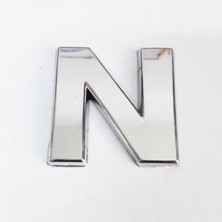 Belle Fusion Mey Ithalat® Cemax N Harfi  3,75 cm Krom Yapışkanlı