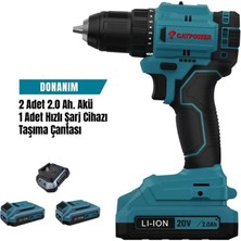 Belle Fusion Mey Ithalat® Cat Power 4213 Akülü Vidalama 2,0 Ah Çift Akülü
