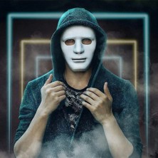 Belle Fusion Mey Ithalat®  Beyaz Renk Hip Hop Anonim Jabbawockeez Dans Maskesi 18X19 cm