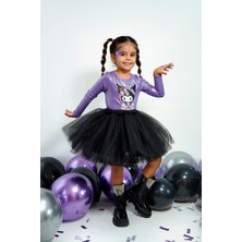 Duca Kids Parıltılı Uzun Kollu Kuromi Temalı Body Siyah ve Tül Etek 2'li Takım