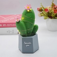 Belle Fusion Mey Ithalat® LED Işıklı Kaktüs Biblo Ev Dekorasyon ve Hediyelik Eşya LED Aydınlatma