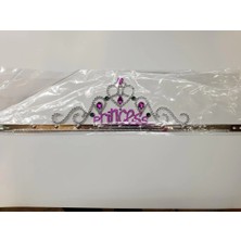 Belle Fusion Mey Ithalat® Gümüş Renk Prenses Yazılı Parti Tacı 60 cm
