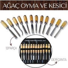 Belle Fusion Mey Ithalat® Elena 12 Parça Çantalı Ağaç Oyma ve Kesici Set