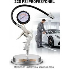 Belle Fusion Mey Ithalat® Profesyonel Lastik Şişirme Tabancası ve Hava Saati 220 Psı 16 Bar Çelik Alaşım Güçlü Gövde