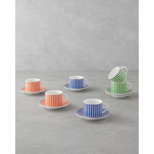 Renkli 12 Parça 6 Kişilik Bone China Kahve Fincan Takımı