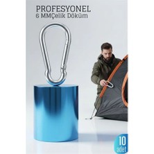 Belle Fusion Mey Ithalat® Çelik Yan Açılır 10 Lu Karabina - 6 mm Kamp, Tırmanış ve Günlük Kullanım Için Güvenli Kilit