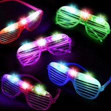 Belle Fusion Mey Ithalat® LED Işıklı Pilli Panjur Şekilli Rengarenk Yanıp Sönen Lüks Parti Gözlüğü Karışık 12 Adet