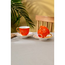 Turuncu 2'li Kahve Fincan Takımı, 90 Ml, Şık ve Kullanışlı Tasarım