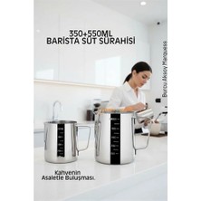 Belle Fusion Mey Ithalat® Inox 350ML-550ML Barista Süt Sürahisi Seti - Süt Köpürtme Potu -  Paslanmaz Çelik